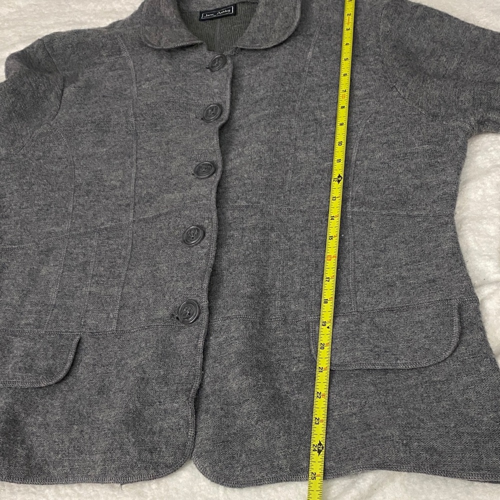 Jane Ashley Wool Blend Charcoal Button-Up Blazer - Picture 6 of 10